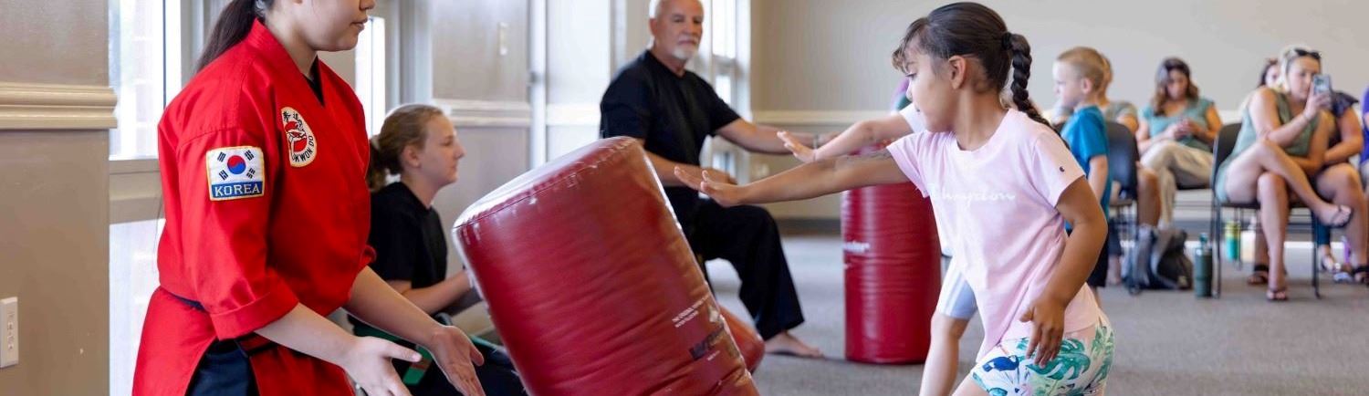 A girl practicing karate