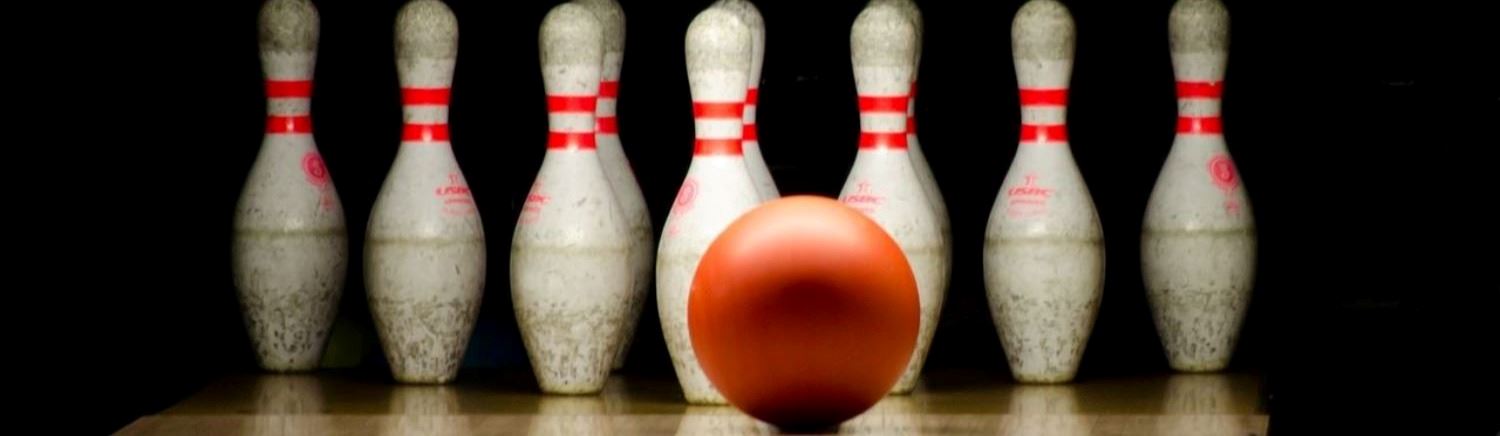 Bowling ball with bowling pins